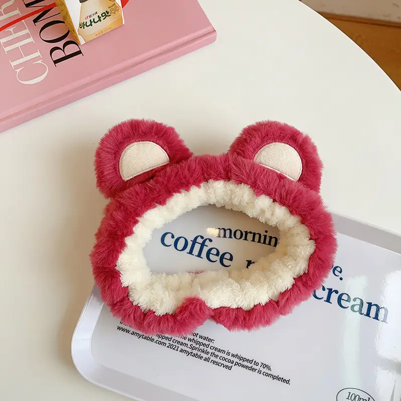 Strawberry Bear Plush Hair Band for Girls - Image 2