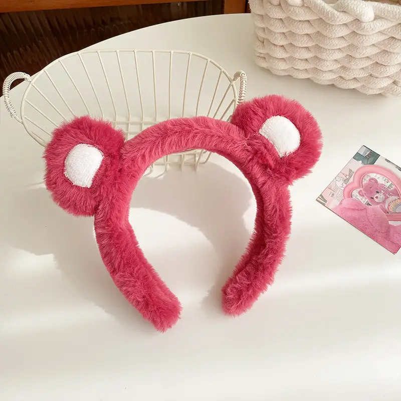 Strawberry Bear Plush Hair Band for Girls - Image 3