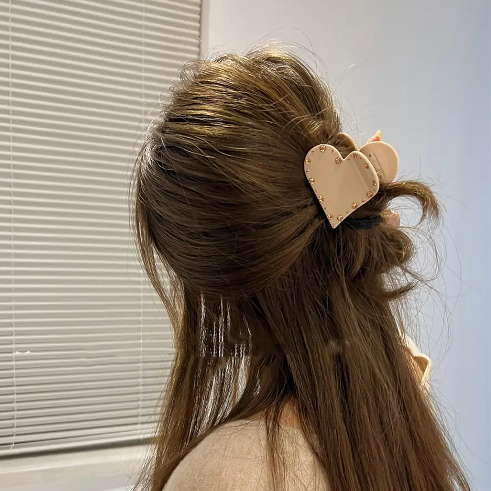 Heart Shaped Rhinestone Hairpin Clip Small