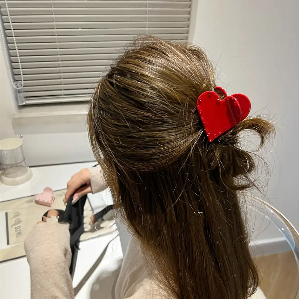 Heart Shaped Rhinestone Hairpin Clip Small