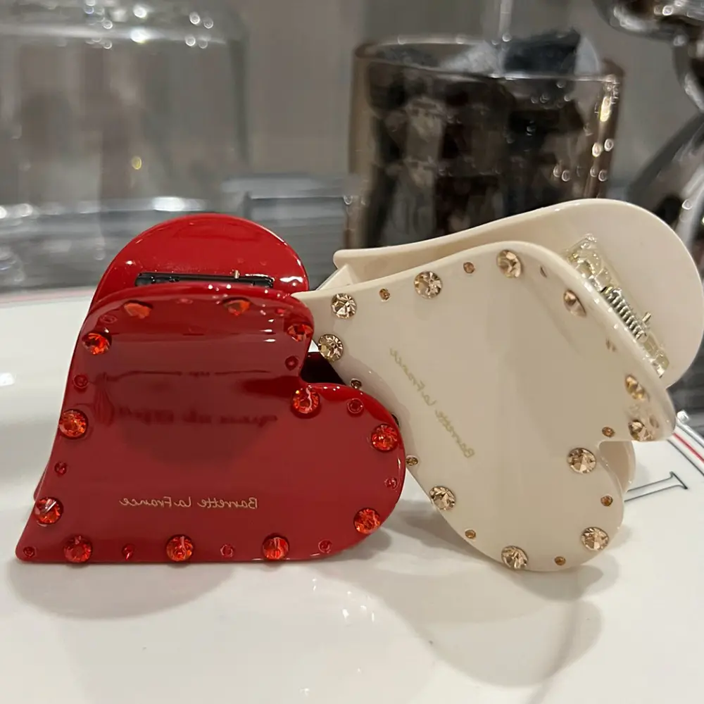 Heart Shaped Rhinestone Hairpin Clip Small