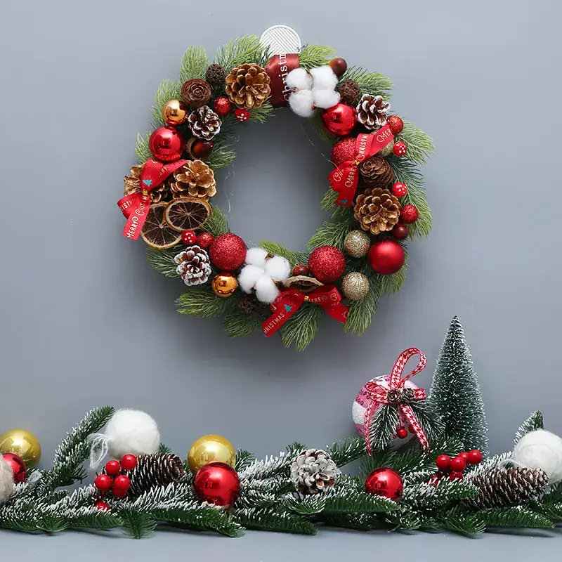 Christmas Ball Wreath with Lights Wall Decor 40cm - Image 62