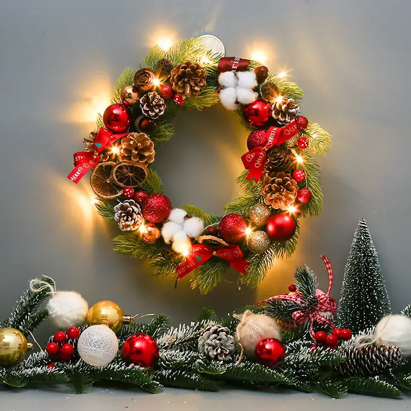 Christmas Ball Wreath with Lights Wall Decor 40cm - Image 63