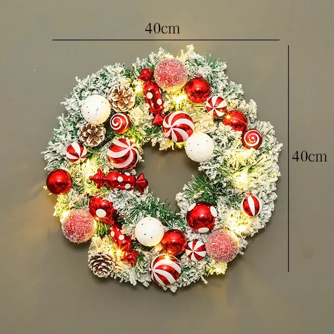 Christmas Ball Wreath with Lights Wall Decor 40cm - Image 10