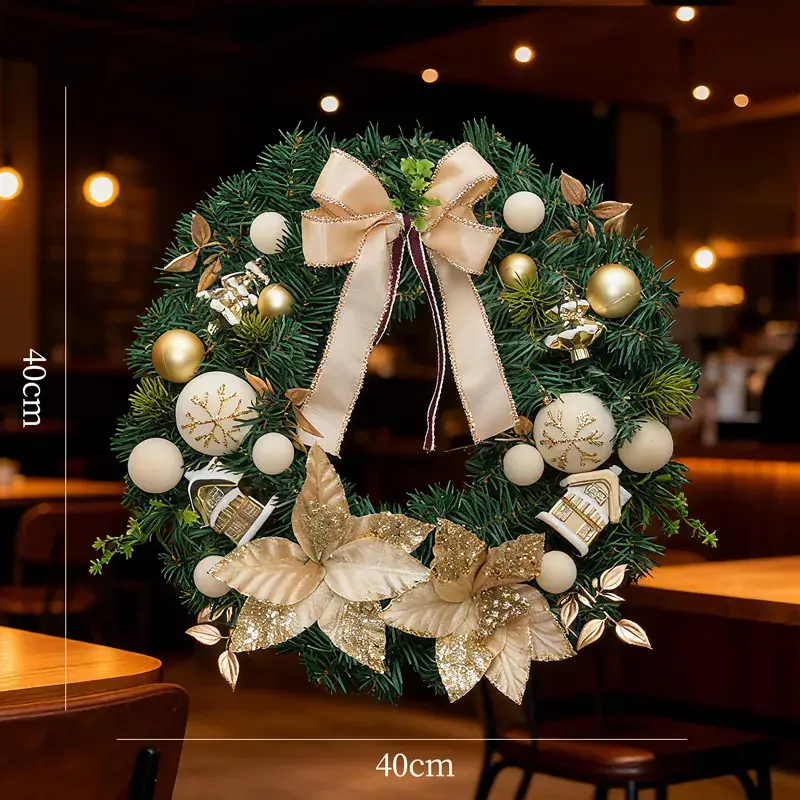 Christmas Ball Wreath with Lights Wall Decor 40cm - Image 3