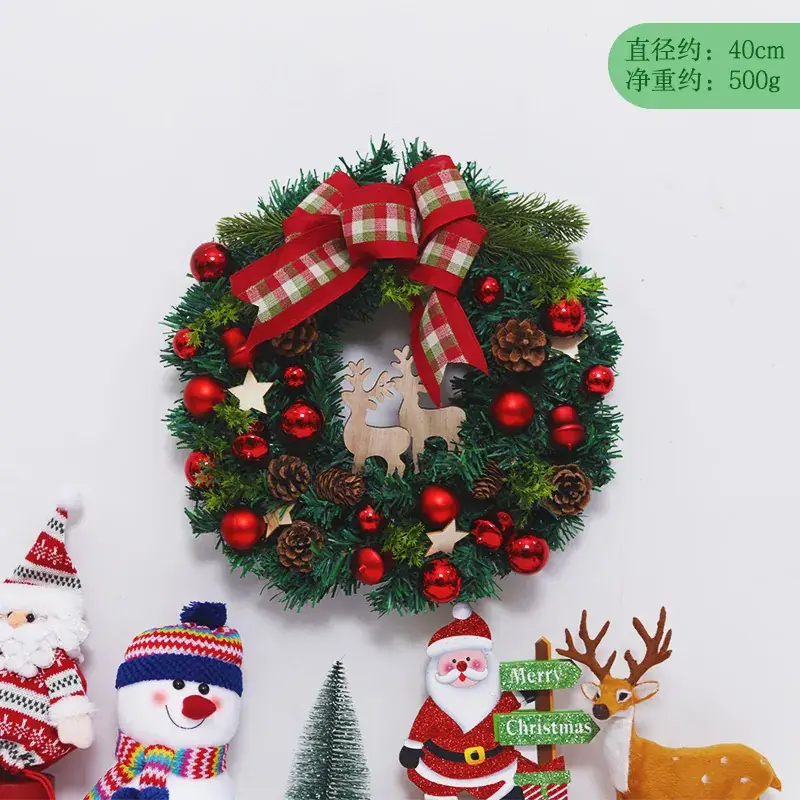 Christmas Ball Wreath with Lights Wall Decor 40cm - Image 30