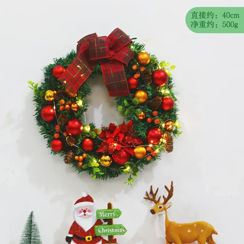 Christmas Ball Wreath with Lights Wall Decor 40cm - Image 35