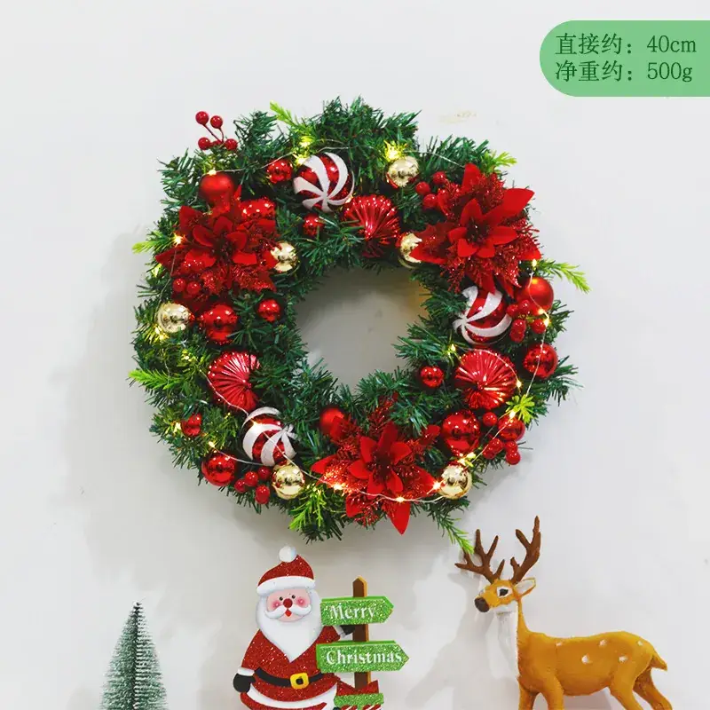 Christmas Ball Wreath with Lights Wall Decor 40cm - Image 36