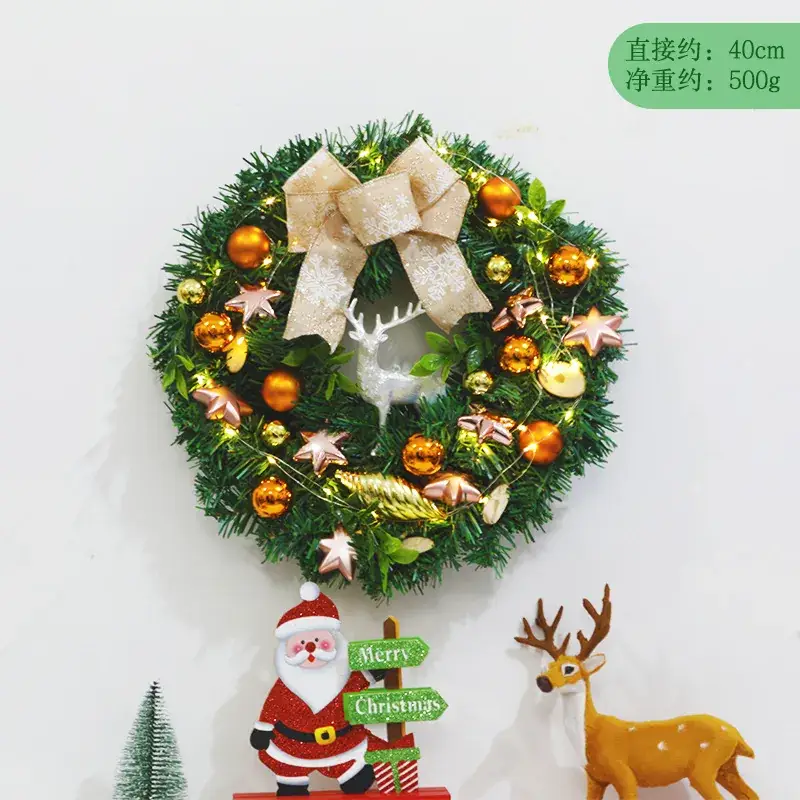 Christmas Ball Wreath with Lights Wall Decor 40cm - Image 37