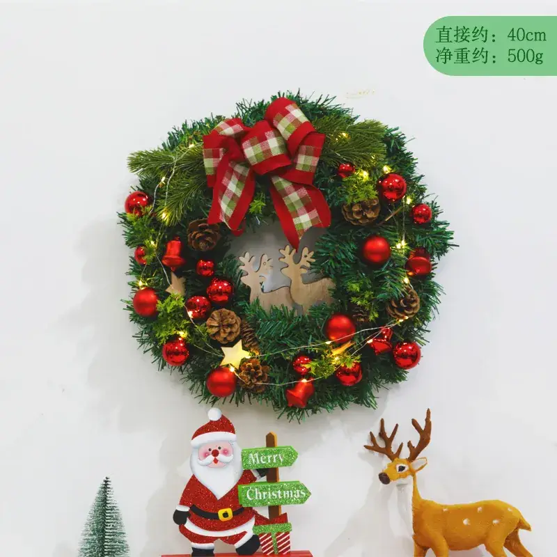 Christmas Ball Wreath with Lights Wall Decor 40cm - Image 38