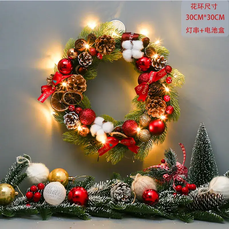 Christmas Ball Wreath with Lights Wall Decor 40cm - Image 40