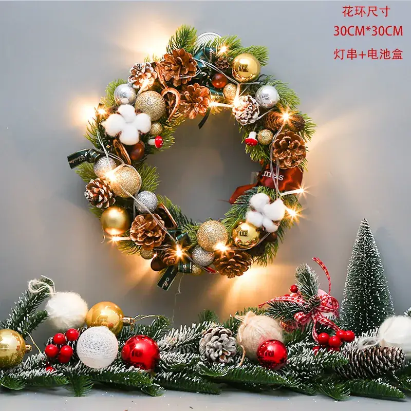 Christmas Ball Wreath with Lights Wall Decor 40cm - Image 42