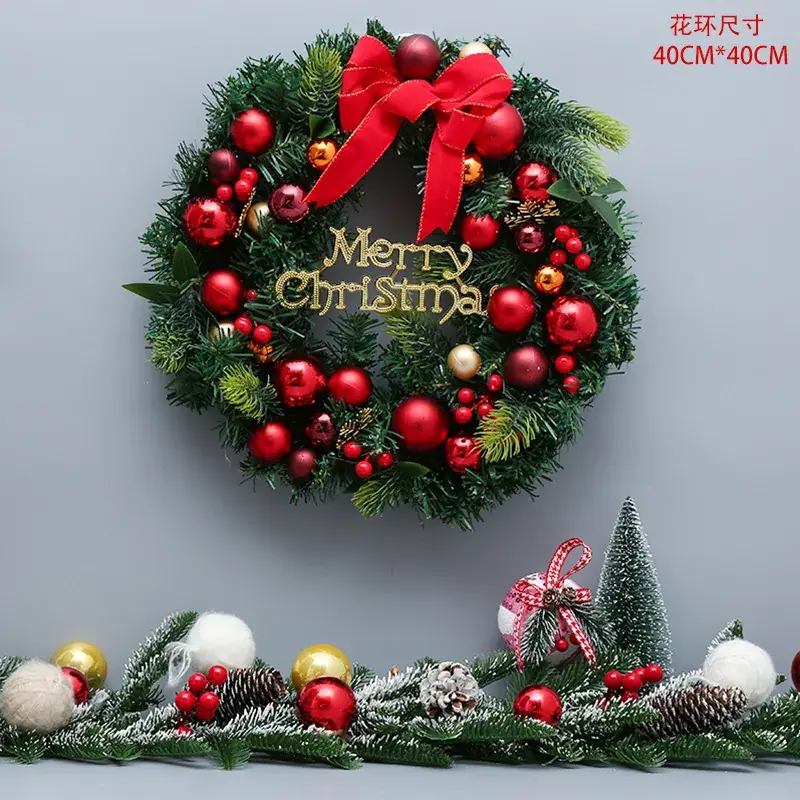 Christmas Ball Wreath with Lights Wall Decor 40cm - Image 43
