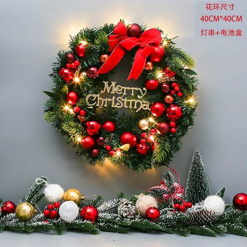 Christmas Ball Wreath with Lights Wall Decor 40cm - Image 44