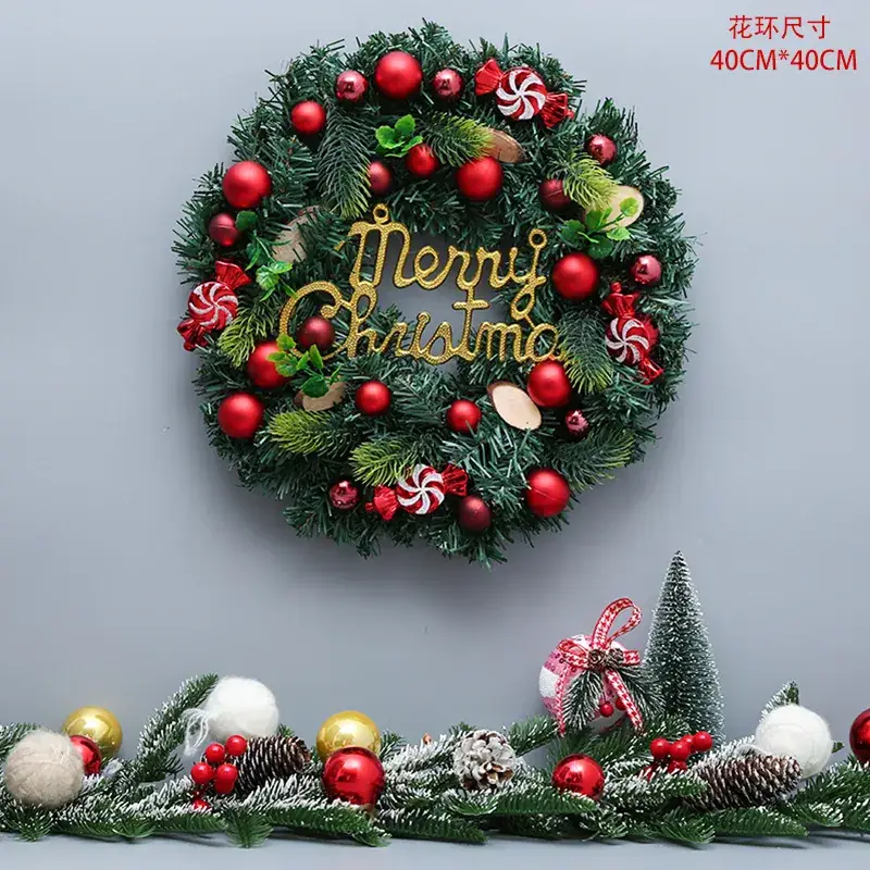 Christmas Ball Wreath with Lights Wall Decor 40cm - Image 45