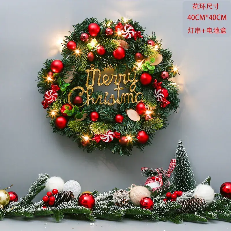 Christmas Ball Wreath with Lights Wall Decor 40cm - Image 46