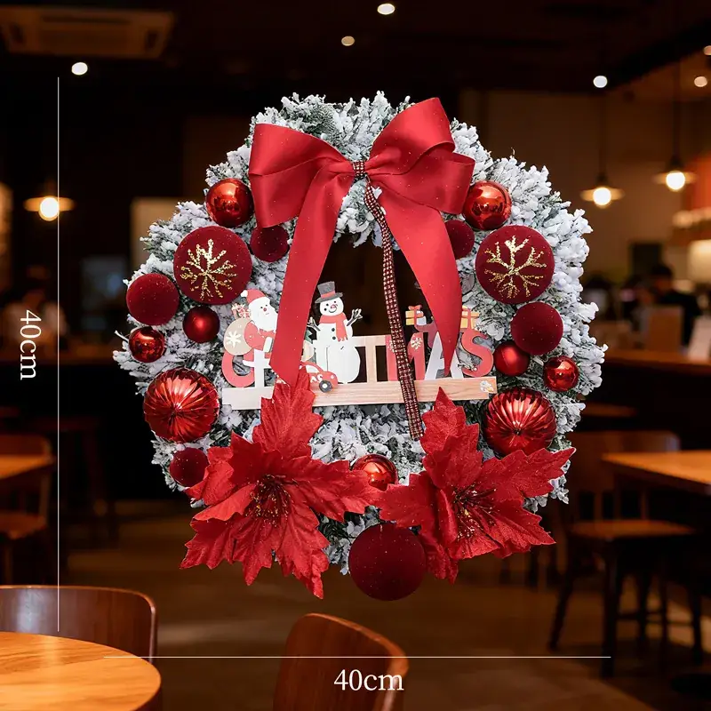 Christmas Ball Wreath with Lights Wall Decor 40cm - Image 5