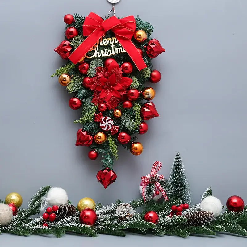 Christmas Ball Wreath with Lights Wall Decor 40cm - Image 51