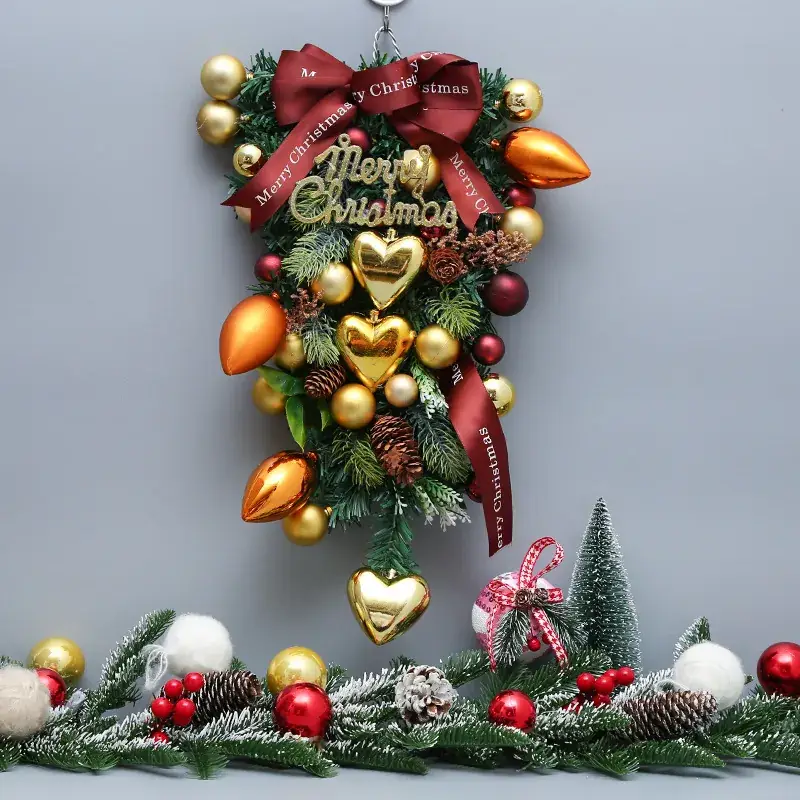 Christmas Ball Wreath with Lights Wall Decor 40cm - Image 52