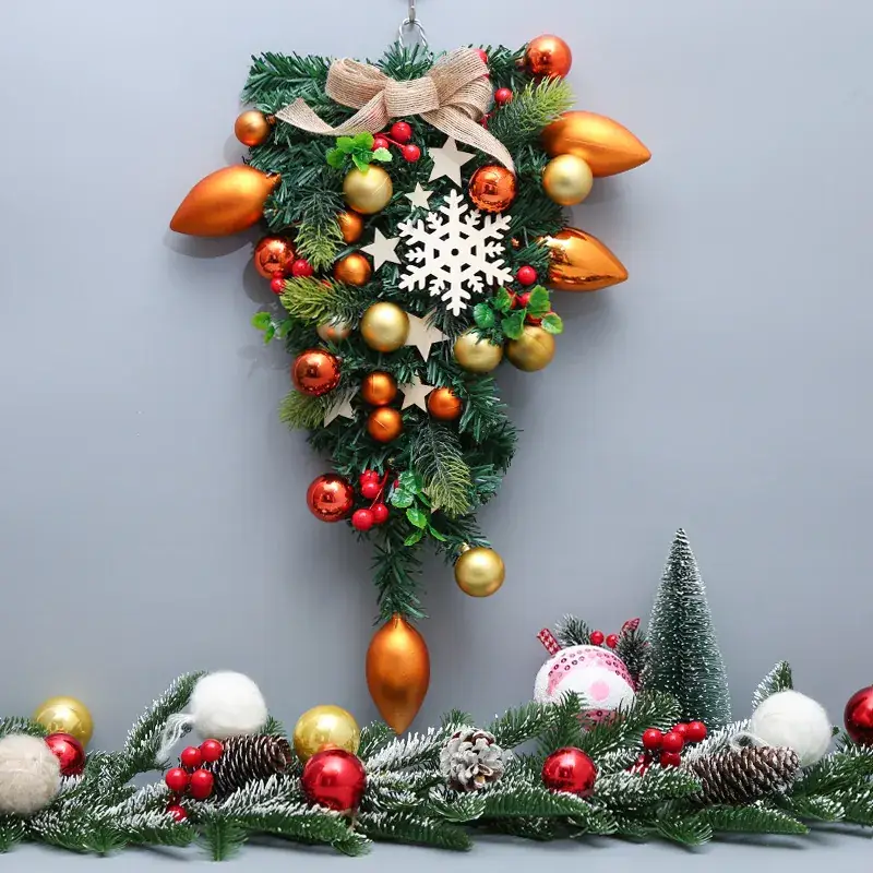 Christmas Ball Wreath with Lights Wall Decor 40cm - Image 53