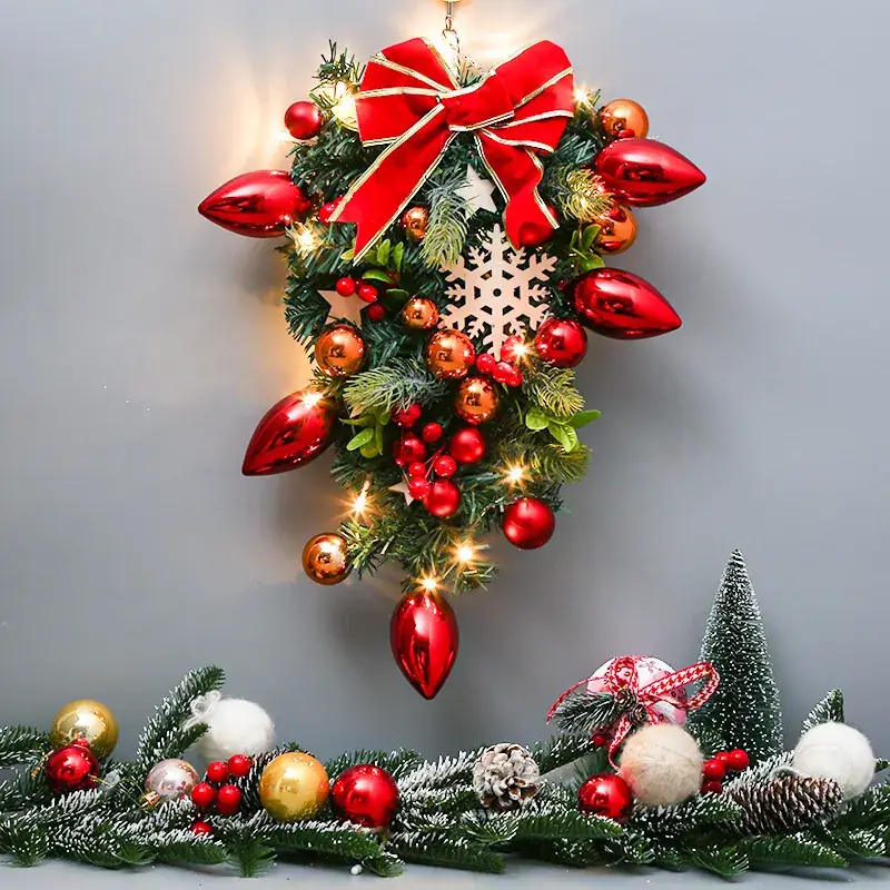 Christmas Ball Wreath with Lights Wall Decor 40cm - Image 55