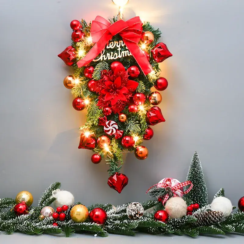 Christmas Ball Wreath with Lights Wall Decor 40cm - Image 57