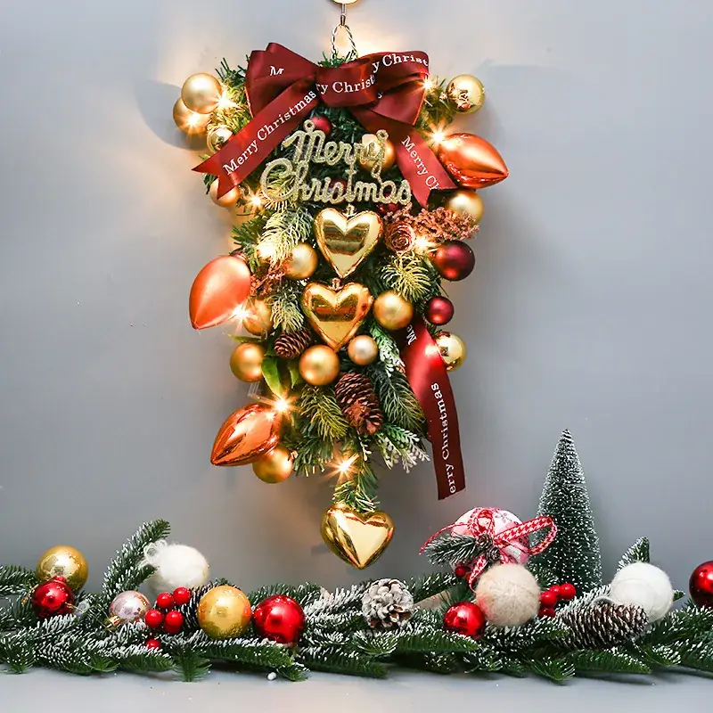 Christmas Ball Wreath with Lights Wall Decor 40cm - Image 58