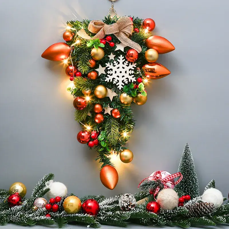Christmas Ball Wreath with Lights Wall Decor 40cm - Image 59