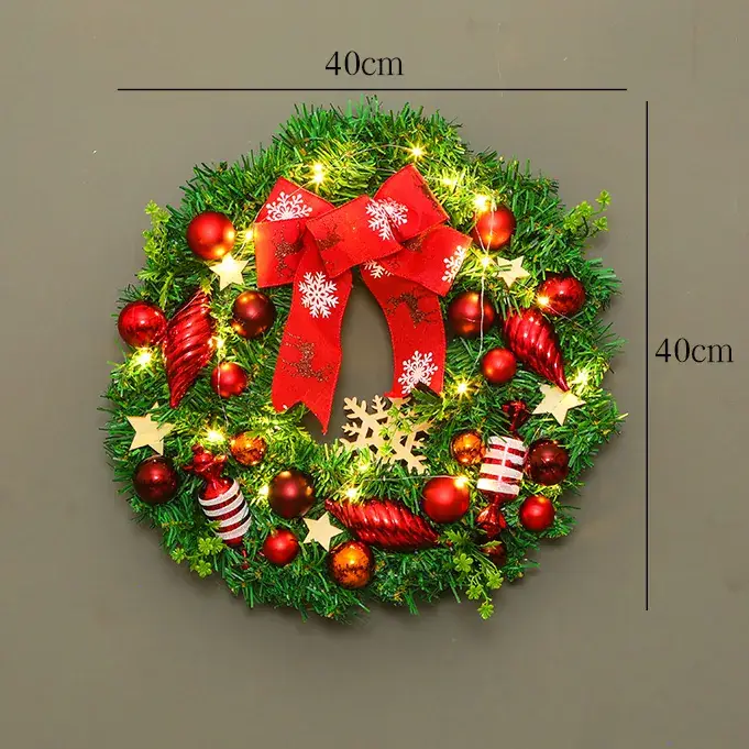 Christmas Ball Wreath with Lights Wall Decor 40cm - Image 7