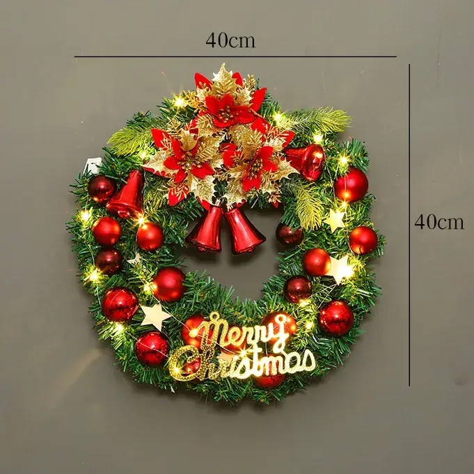 Christmas Ball Wreath with Lights Wall Decor 40cm - Image 8