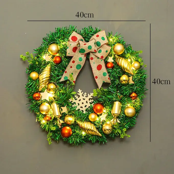 Christmas Ball Wreath with Lights Wall Decor 40cm - Image 9