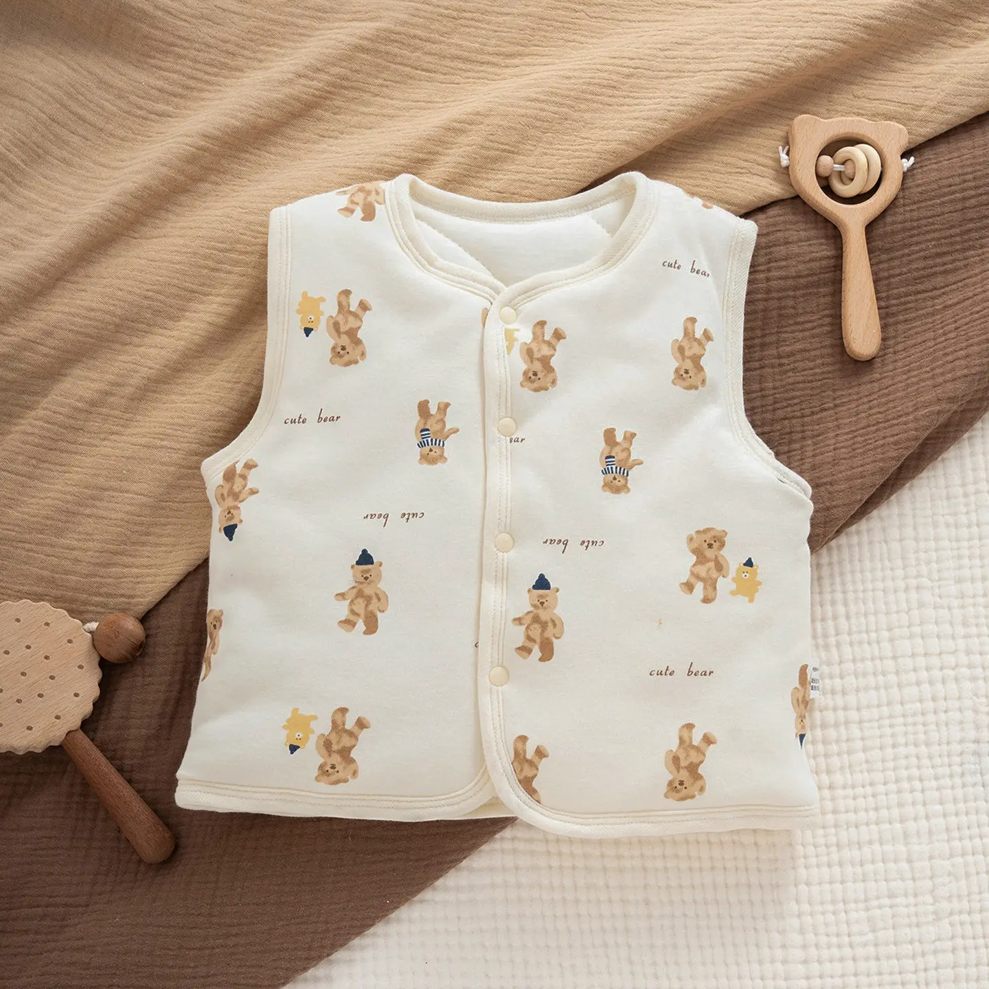 Korean Style Bear Vest Warm Pure Cotton Baby Jacket - Image 11