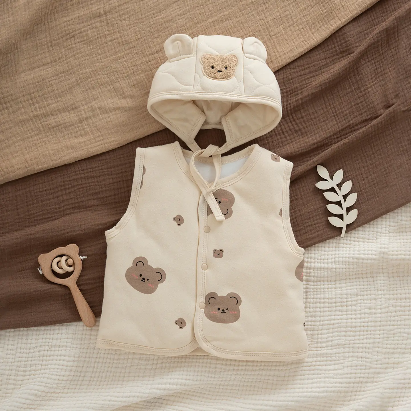 Korean Style Bear Vest Warm Pure Cotton Baby Jacket - Image 2