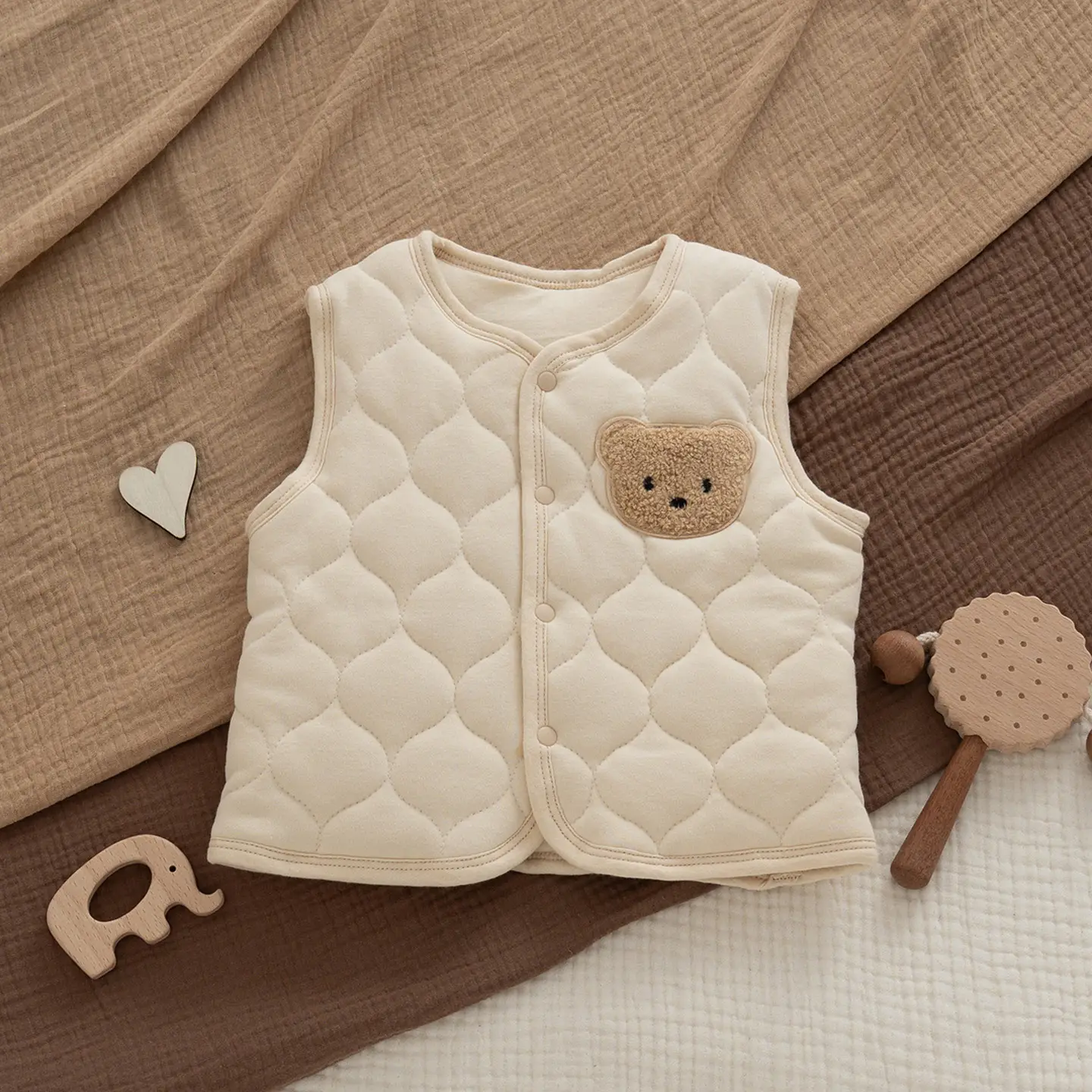 Korean Style Bear Vest Warm Pure Cotton Baby Jacket - Image 7