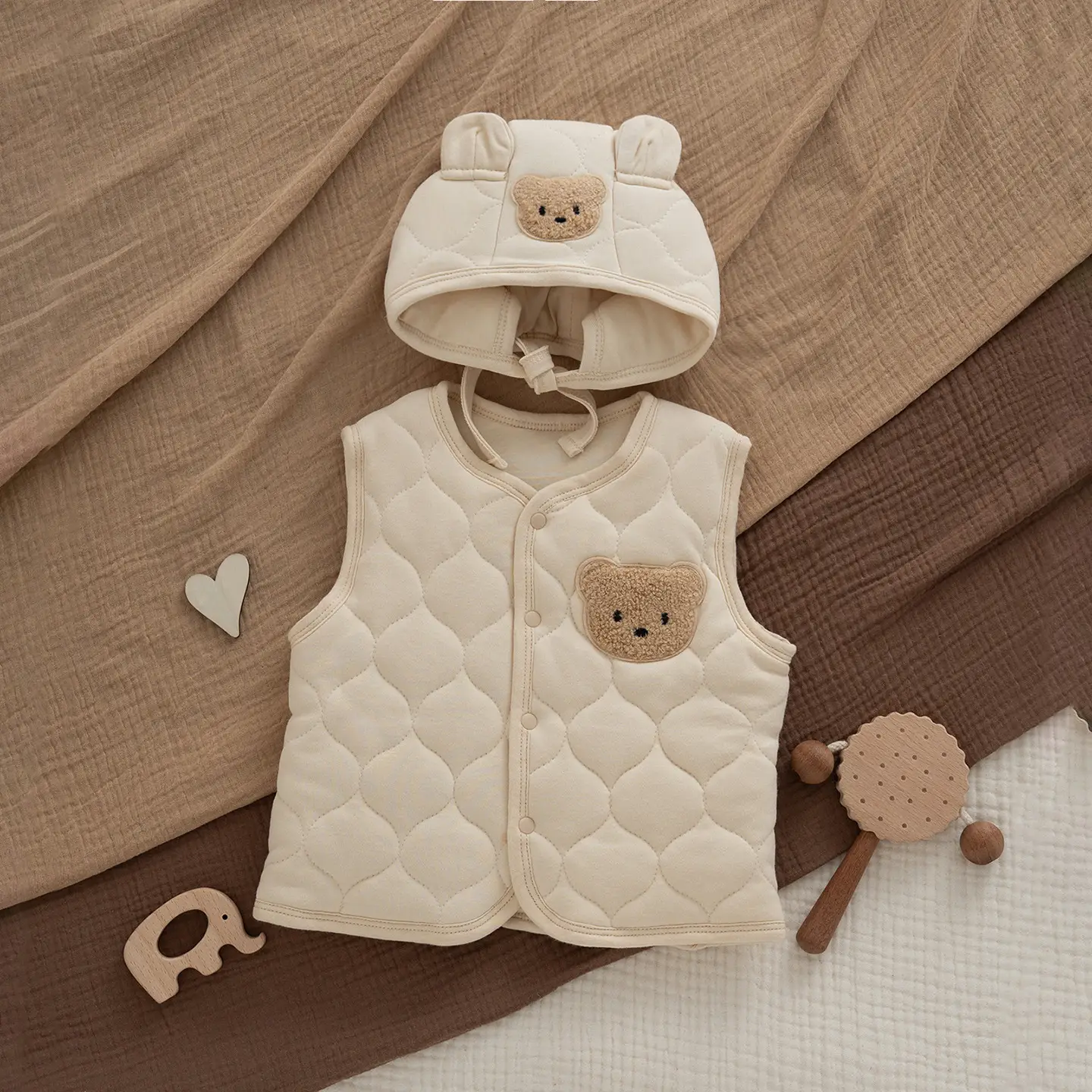 Korean Style Bear Vest Warm Pure Cotton Baby Jacket - Image 8