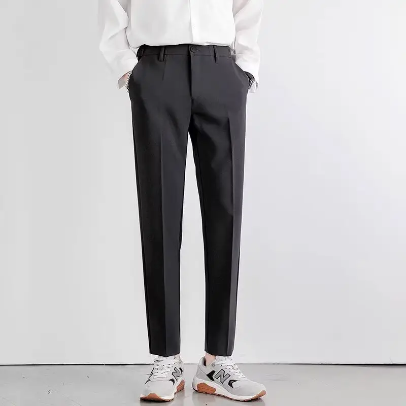 Men Autumn Straight Leg Trousers Nine Point Slim Fit - Image 5