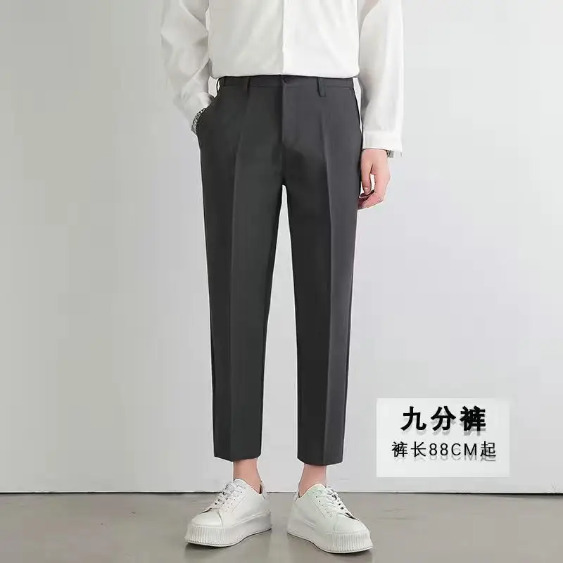 Men Autumn Straight Leg Trousers Nine Point Slim Fit - Image 3