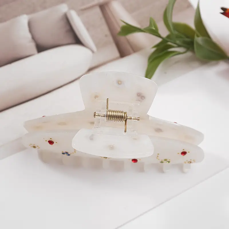 French Floral Hair Clip with Diamond Embroidery - Image 3
