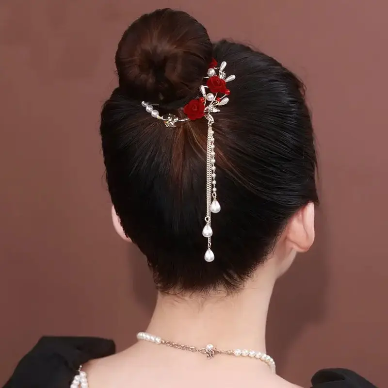 Pearl & Rhinestone Butterfly Hairpin for Women - Image 14