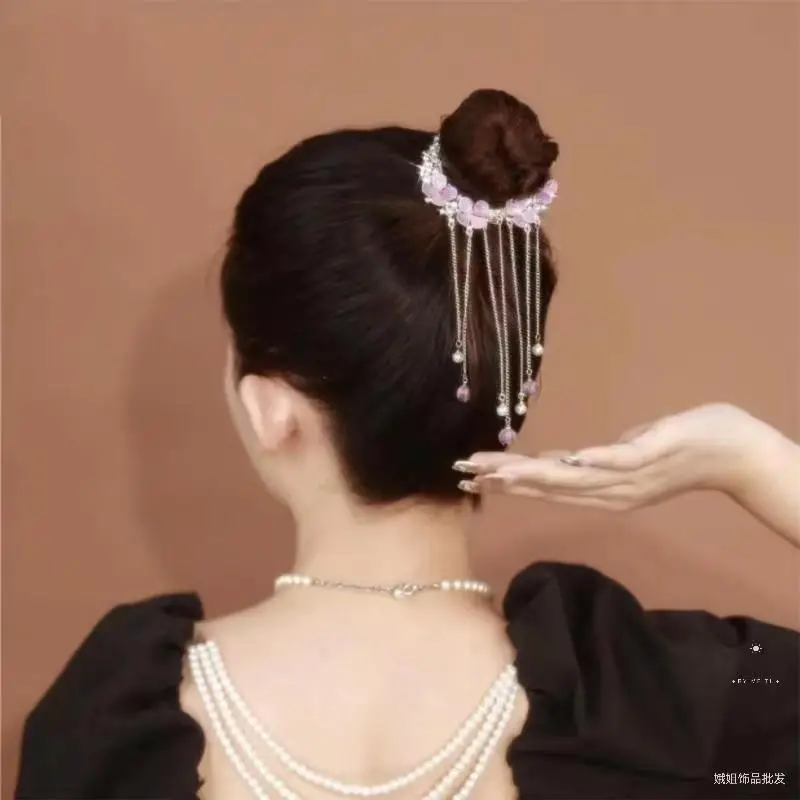 Pearl & Rhinestone Butterfly Hairpin for Women - Image 5