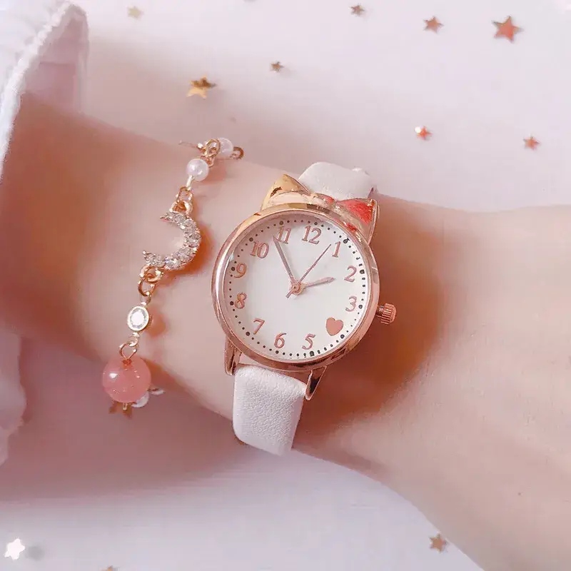 Cute Pink Heart Watch with Star Moon Bracelet Set - Image 17