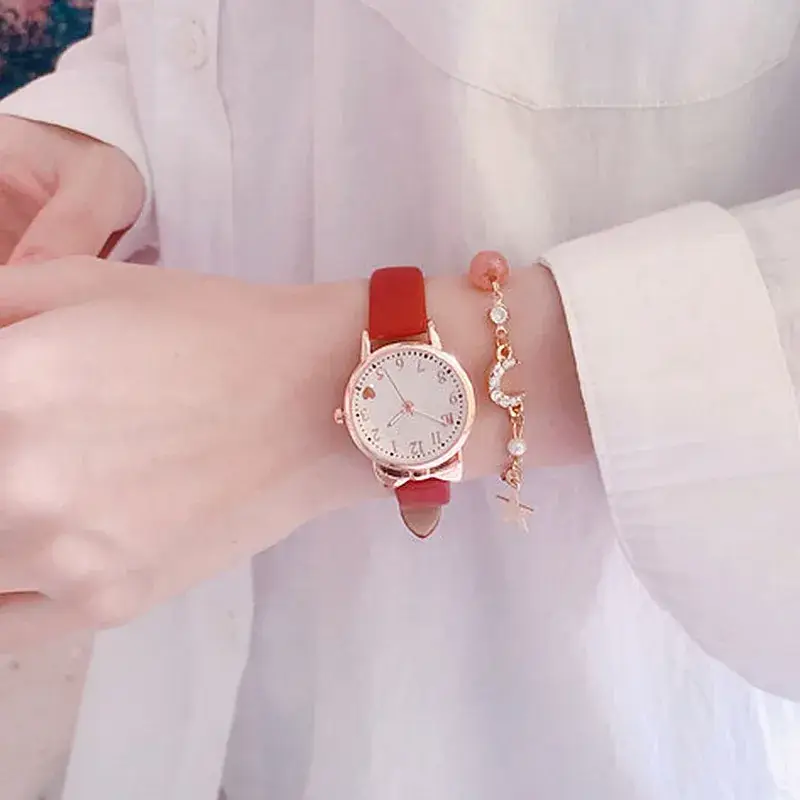 Cute Pink Heart Watch with Star Moon Bracelet Set - Image 13