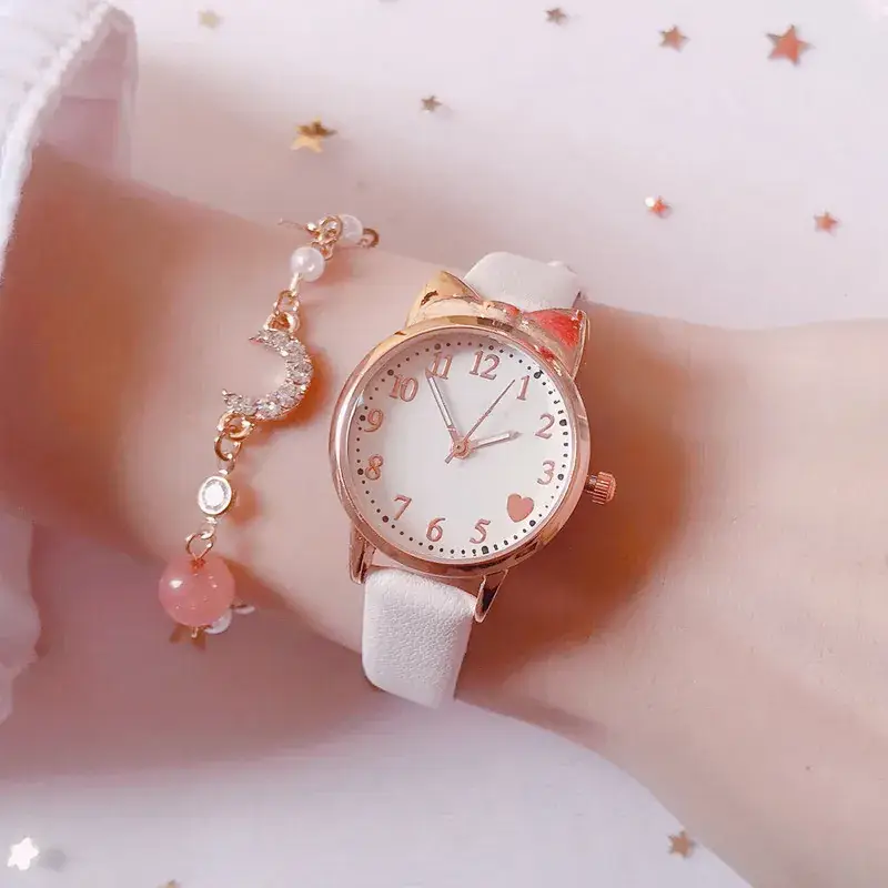 Cute Pink Heart Watch with Star Moon Bracelet Set - Image 6
