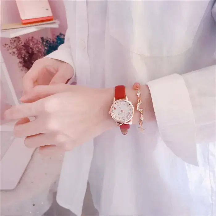 Cute Pink Heart Watch with Star Moon Bracelet Set - Image 7
