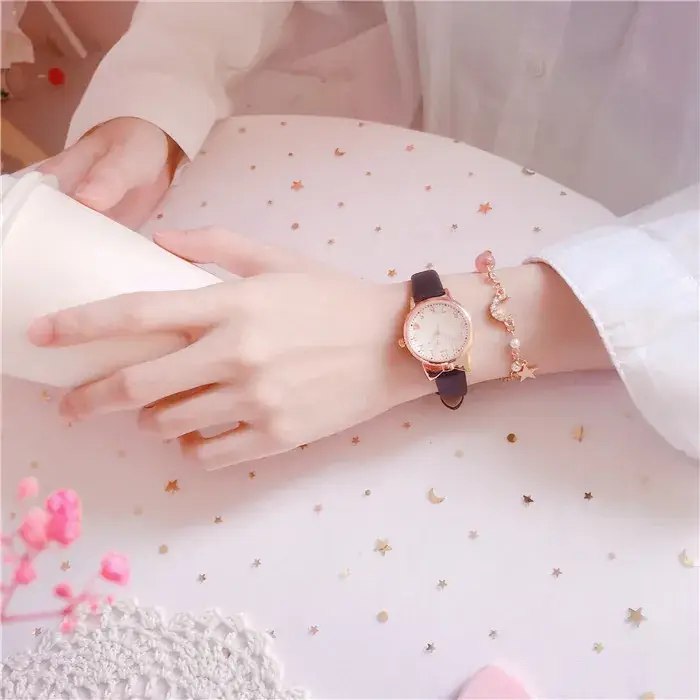 Cute Pink Heart Watch with Star Moon Bracelet Set - Image 8