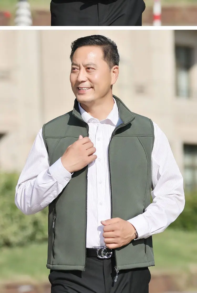 Men's Velvet Warm Vest Navy Blue Windproof Collar Large — feature 16