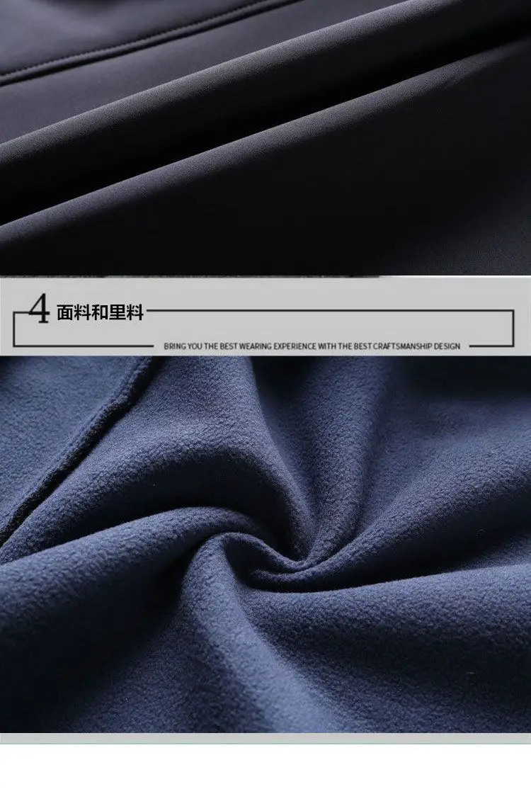 Men's Velvet Warm Vest Navy Blue Windproof Collar Large — feature 20
