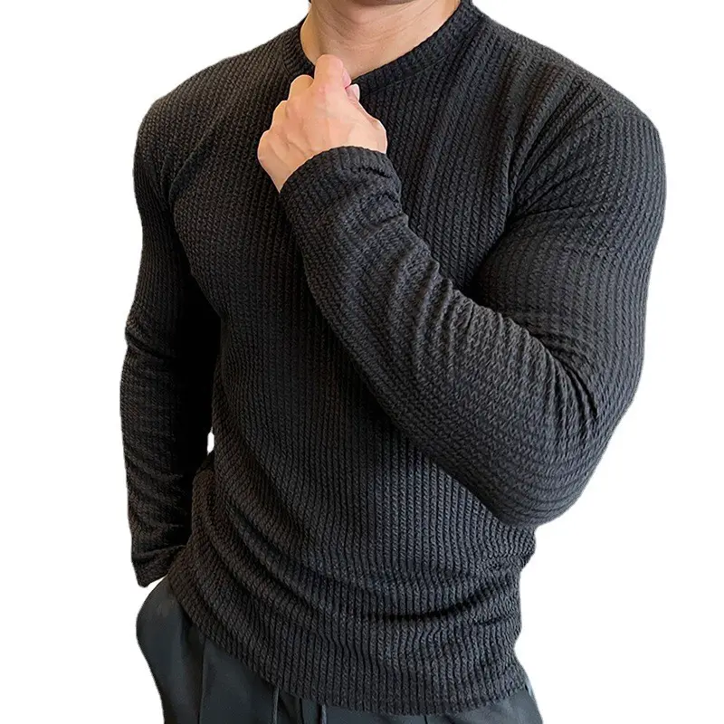 Men's Black Knitted Long Sleeve Sweater 2022 - Image 11