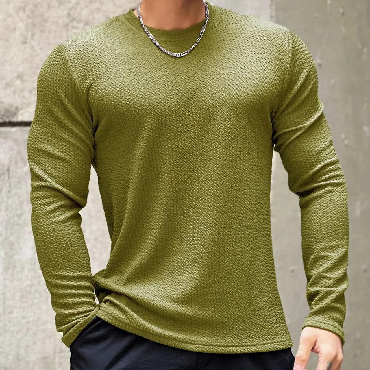 Men's Black Knitted Long Sleeve Sweater 2022 - Image 7