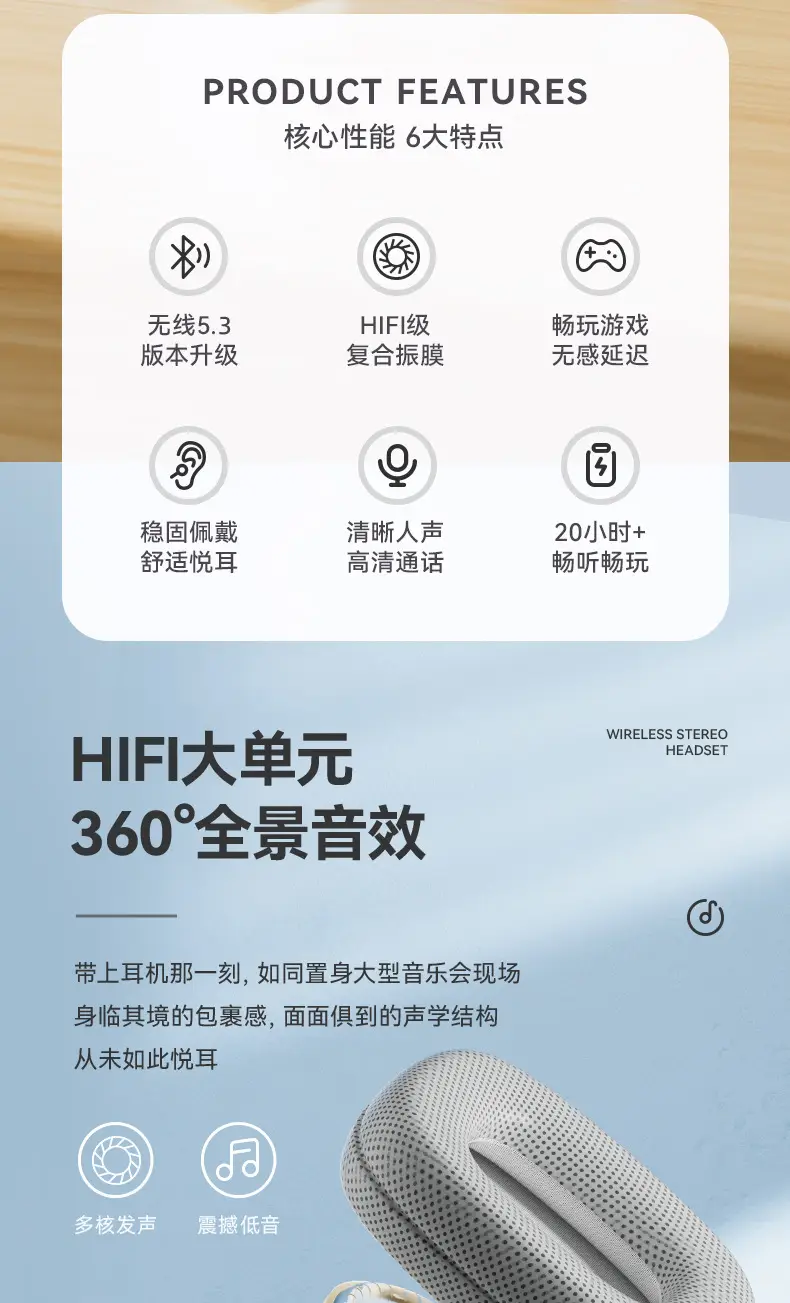 Wireless Bluetooth Headset Blue Noise Reduction Huaqiangbei — feature 6